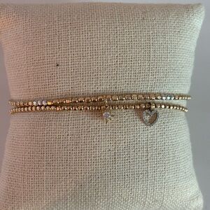 Bracelets 2 14k gold beads/sterling silver diamond heart and 14k star